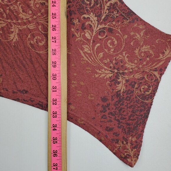 Indigo Soul Womens Paisley Tunic Top Size L Gold Rust V-Neck Asymmetric Hem - Picture 14 of 16